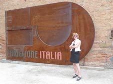 Irina Gabiani at the entrance of Italian Pavilion