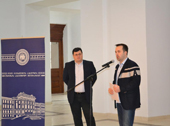 Minister of Education and Science, Dmitry Shashkin, speaks at the launch of the new Tbilisi State University journal, TSU Science