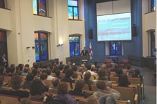 President of Georgia, Mikheil Saakashvili, speaks to students and faculty of Maastricht University