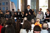 President Mikheil Saakashvili speaks to students at the Presidential Palace
