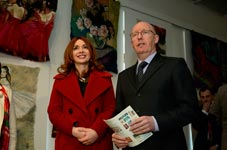 Minister of Corrections and Legal Assistance Khatuna Kalmakhelidze and United Nations Development Programme Resident Representative in Georgia Jamie McGoldrick speak at an exhibition of female prisoners' art
