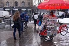 One of the new, mobile press carts