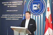 New Minister of Correlation and Legal Assistance, Giorgi Tughushi, addresses reporters