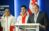 Georgian President Giorgi Margvelashvili meets with the Georgian athletes participating in the Winter Olympic Games in Sochi before departure
