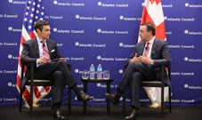 Prime Minister Gharibashvili (right) talks with the Executive Vice President of the Atlantic Council Damon Wilson