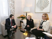 Irakli Gharibashvili, Madeleine Albright and Foreign Minister, Tamar Beruchashvili in Munich