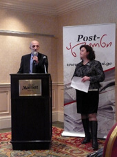 Gia Khukhashvili of the Georgian Development Research Institute and Ia Mamaladze, project’s leader